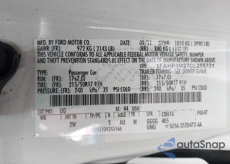 2012 Ford Focus Sel z USA, uszkodzony, nr VIN 1FAHP3M27CL255331